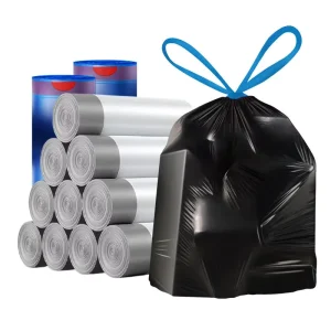 0.5mil 43.2×45.7cm Chinese Factory Household clear Plastic Bin Liner Plastic Drawstring Trash Garbage Bags