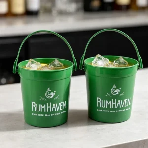 1 4 Gallon (32 Oz.) Plastic Drink Buckets With Cover with Logo Round Drink Bucket with Lid