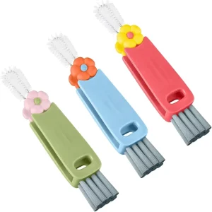 1 Piece Silicone Multifunctional Cup Lid Gap and Bottle Crevice Cleaning Brush Set for Home Kitchen Use