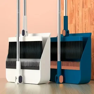 1 Set 2 Pieces Broom and Dustpan Set Upright Dustpan and Broom Combination Set Sweeping Office Kitchen Wood Floor Pet Hair