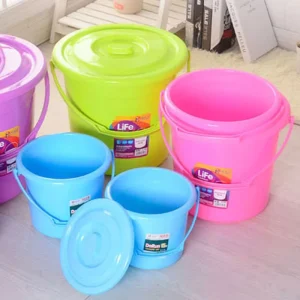 1.1 gal Outdoor Round Wide Bucket With Portable Handle 4L Water Bucket for Commercial Home Use Durable Plastic Pail