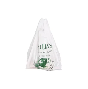 1.3 Mil HDPE Flexo Printed Clear T shirt Trash Bags Security Flat Seal 46×33 Square Bottom OK Compost Certified for Diapers 1