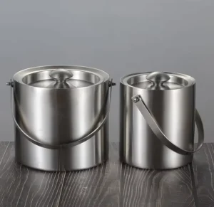 1.4L 2L Portable Double Wall Ice Bucket Stainless Steel 304 Ice Bucket with Lid Bar Chilling Beer Champagne Wine Bucket