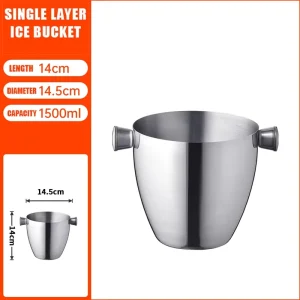 1.5L Gold Ice Bucket with Lid Handle and Tong Insulated Stainless Steel Champagne Bucket 3L Wine Bucket for Party