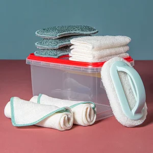 10-Piece Eco-Friendly Kitchen Cleaning Tool Set with Portable Storage Box