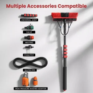 100% Carbon Fiber 20 Feet Length Water powered Eco Friendly Solar Panel Cleaning Brush for Glass Car Washing Household Cleaning