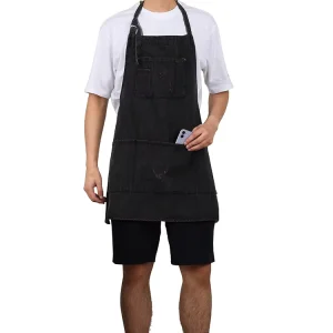 100% Cotton Denim Bib Apron Reusable Custom Logo Kitchen Cooking Baking Home Restaurant Waiter Uniform
