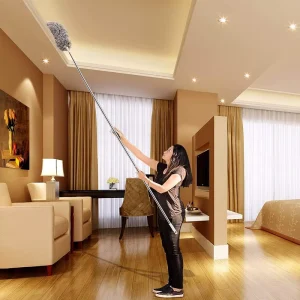 100 Inch Microfiber Superfine Fluffy Duster with Bendable Telescopic Stainless Steel Handle Washable and Extended
