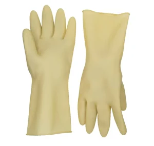 100% Latex Kitchen Cleaning Gloves Beige Long Rubber for Household Use Waterproof and Medium Thickness Available in 3 Sizes