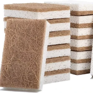 100% Natural Biodegradable Coconut Sponge Household Mesh Wash Cleaning Scouring Pad Cellulose Sponge Products for Kitchen