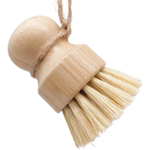 100% Natural Sisal Palm Material Pot Brush Non oil Washing Dishes Bamboo Brush Household Kitchen Vegetable Cleaning Tools