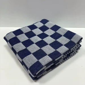 100% Organic Cotton GOTS Certified Kitchen Towel Set Blue Printed Stripes Hanging Cloth