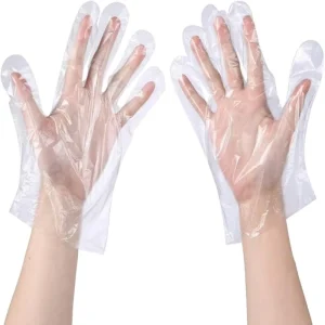 100 Pcs Plastic Disposable Gloves Lightweight Polyethylene Waterproof Gloves for Cooking Food Prep Clear