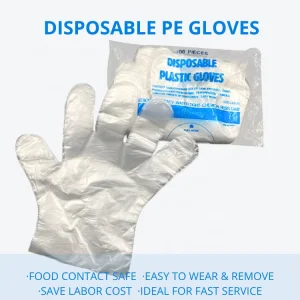 100 Pcs Transparent PE Waterproof Lightweight Gloves Plastic Gloves Disposable for Kitchen Use