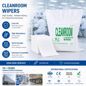 100% Polyester Square Cleanroom Wipes Eco Friendly Custom Size Lint Free Anti static for Electronic Industry Cleanroom