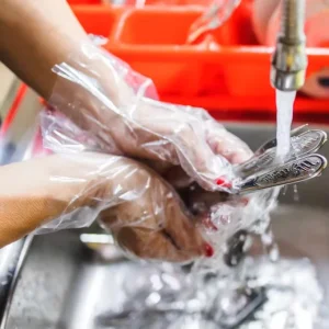 100PCS Disposable Kitchen Dish Washing Hand Gloves HDPE/LDPE Material Waterproof Food Grade