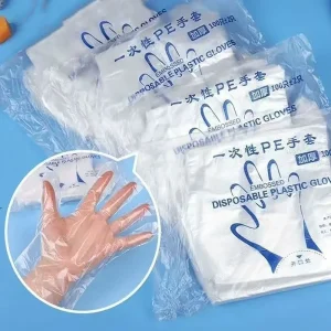 100PCS Disposable PE Gloves Medium Thickened Durable Soft Eco-Friendly Food Grade Waterproof Transparent Lobster Household