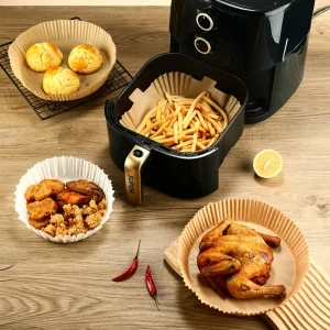 100pcs 8 Inch Silicone Air Fryer Paper Liners Fluorescent Free Foldable Ninja Non Stick Disposable Reusable For Bread