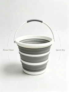 10L Collapsible Silicone Water Bucket with Comfort Handle, Space Saving Fold Flat Portable Pail for Household Cleaning