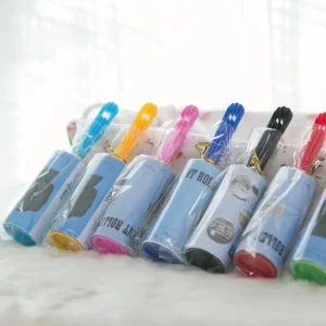 10cm Manual Straight Handled PP Material 60 Sheets Tear-Off Lint Roller & Brush for Clothes Pet Lint Removal