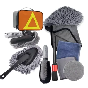 10pcs Detailing Brush Set Drill Soft Brushes Wash Kit for Interior Exterior Washing with Bag