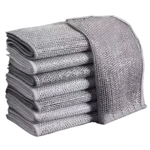 10pcs Silver Steel Wire Cleaning Dish Cloth Double Brush Non Sscratch Kitchen Cleaning Tool Microfiber Dishwashing Rags