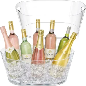 11.5L Large Clear Plastic Ice Bucket for Parties Home Portable Drink Chiller for Champagne Wine Beer