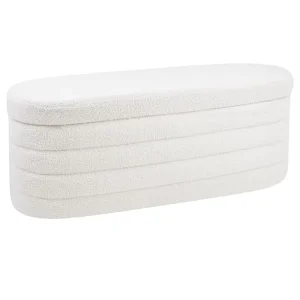 110*38*38cm Teddy Velvet Foldable Storage Bench Ottoman for Bedroom, Entryway, Living Room