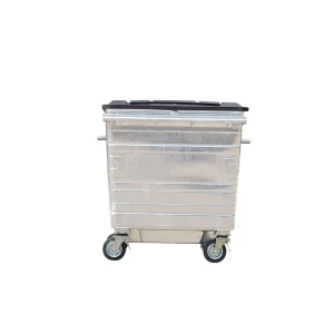 1100L Euro Large Street Steel Collecting EN840 Metal Waste Bin Garbage Container