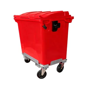 1100L Iron Base Wheelie Bin Large Capacity Waste Container with Chain Wheel for Biohazard Clinical Medical Refuse Municipal Use