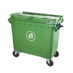1100L Large Standing Plastic Waste Container Wheelie Garbage Bin with Wheels Water Resistant Eco Friendly Outdoor Use
