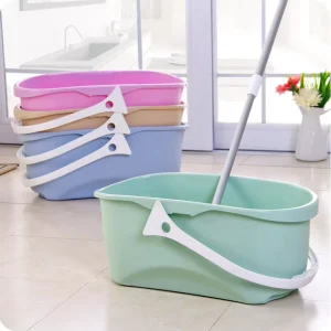11L PP Plastic Mop Bucket with Handle for Cleaning Flat Hand Rotating Blue 360