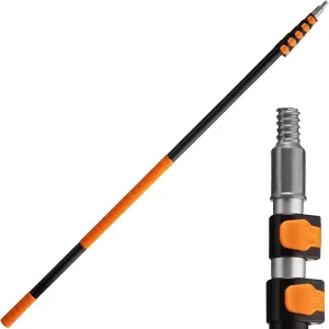 12-30ft Telescopic Extension Pole Lightweight Sturdy Aluminum Construction Multi-Purpose Twist-on Metal Tip for Window Cleaning
