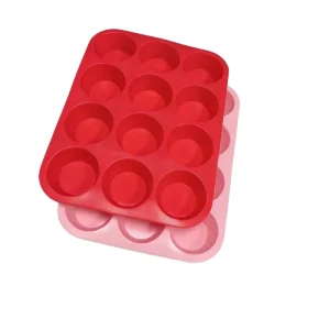 12-Hole Silicone Baking Mold for Brownies Cupcakes Muffins Pudding and Jelly Oven-Safe Non-Stick