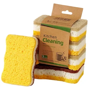 12 Pack Compostable Cellulose Sponge Durable Scouring Pad with Strong Decontamination Biodegradable for Kitchen Dishwashing