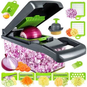 12-in-1 Manual Vegetable Chopper, Mandoline Slicer and Dicer