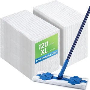 120 Count XL Disposable Dry Sweeping Cloths and Mop Pads Duster Refills for Floor Cleaning and Pet Hair Removal