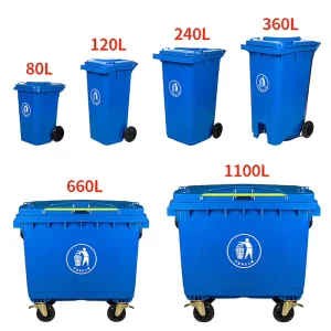 120L 240L 360L 660L 1100L Outdoor HDPE Wheelie Garbage Bin with Lid and Wheels Industrial Plastic Waste Container