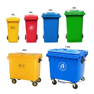 120L 240L 360L Plastic Trash Bin Waste Bin Trash Can for Outdoor With Rubber Wheel