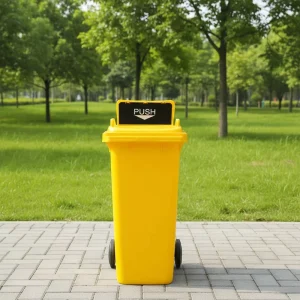 120L Garbage Bin 2 Wheels Plastic Waste Bin for Garden Hospital Park Wastebin
