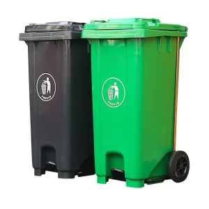 120L Outdoor Classified Trash Can Pedal Plastic Dustbins Garbage Waste Bin