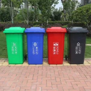 120L Recycle Industrial Garbage Can Trash Container Outdoor Use Plastic Wheeled Recycle Waste Bin with Lid