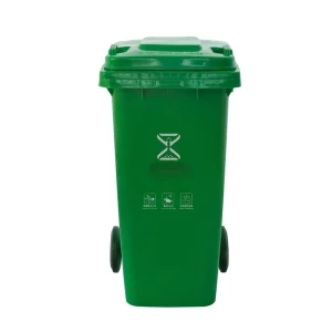 120L Standing Plastic Trash Bin with Wheels Rectangular Outdoor Recycling Bin