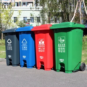 120L Street Recycle Bin With Sorting Feature Municipal Waste Containers for City Use Rectangular