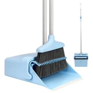 120cm Aluminum PP 3 Piece Home Cleaning Floor Broom and Dustpan Set with Standing Dustpan and Plastic Bristles