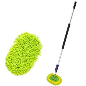 12FT Microfiber Chenille Baseboard Cleaner and Wall Duster with Telescopic Extension Pole