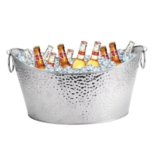 12L Large Beverage Tub Metal Ice Bucket with Handles for Parties Weddings