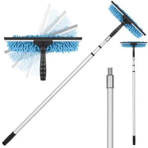 12ft Telescopic Aluminum Handle Chenille Window Cleaning Squeegee Kit Large Size for Glass Cleaning