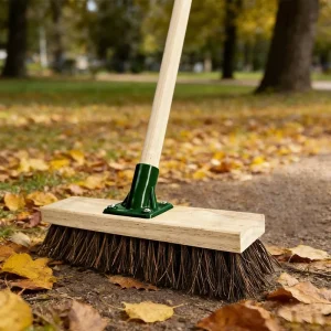 12inch Brown Wooden Broom Stick with Dustpan Courtyard Leaf Sweeping Cleaning Tools for Mop Usage and Supplies