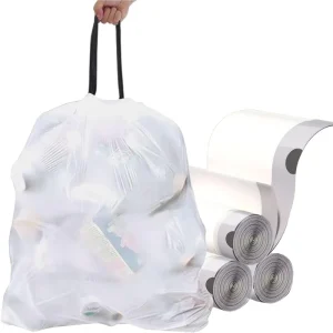 13 33 Gallon Heavy Duty Drawstring Trash Bags Suitable for Large Households White Can Liners Kitchen Garbage Bags